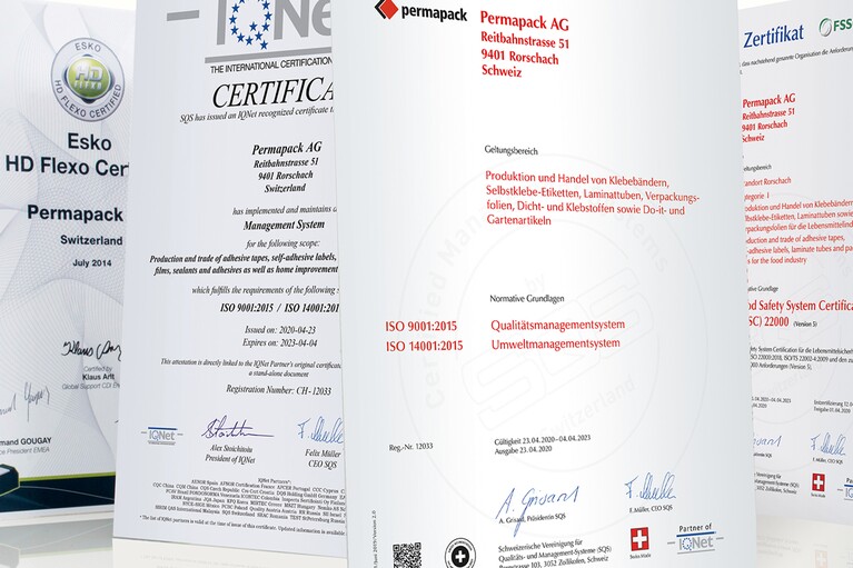 Zertifikate und Zulassungen für Permapack