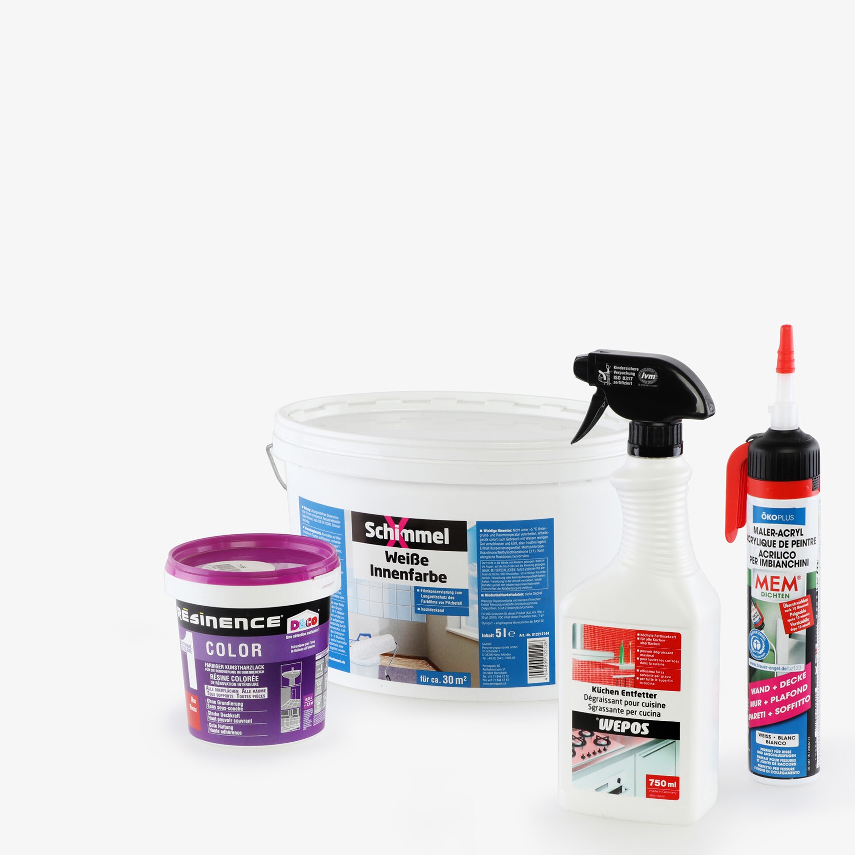 Produits pour le secteur do-it yourself - produits de nettoyage, produits anti-moisissures, chimie du bâtiment, peintures